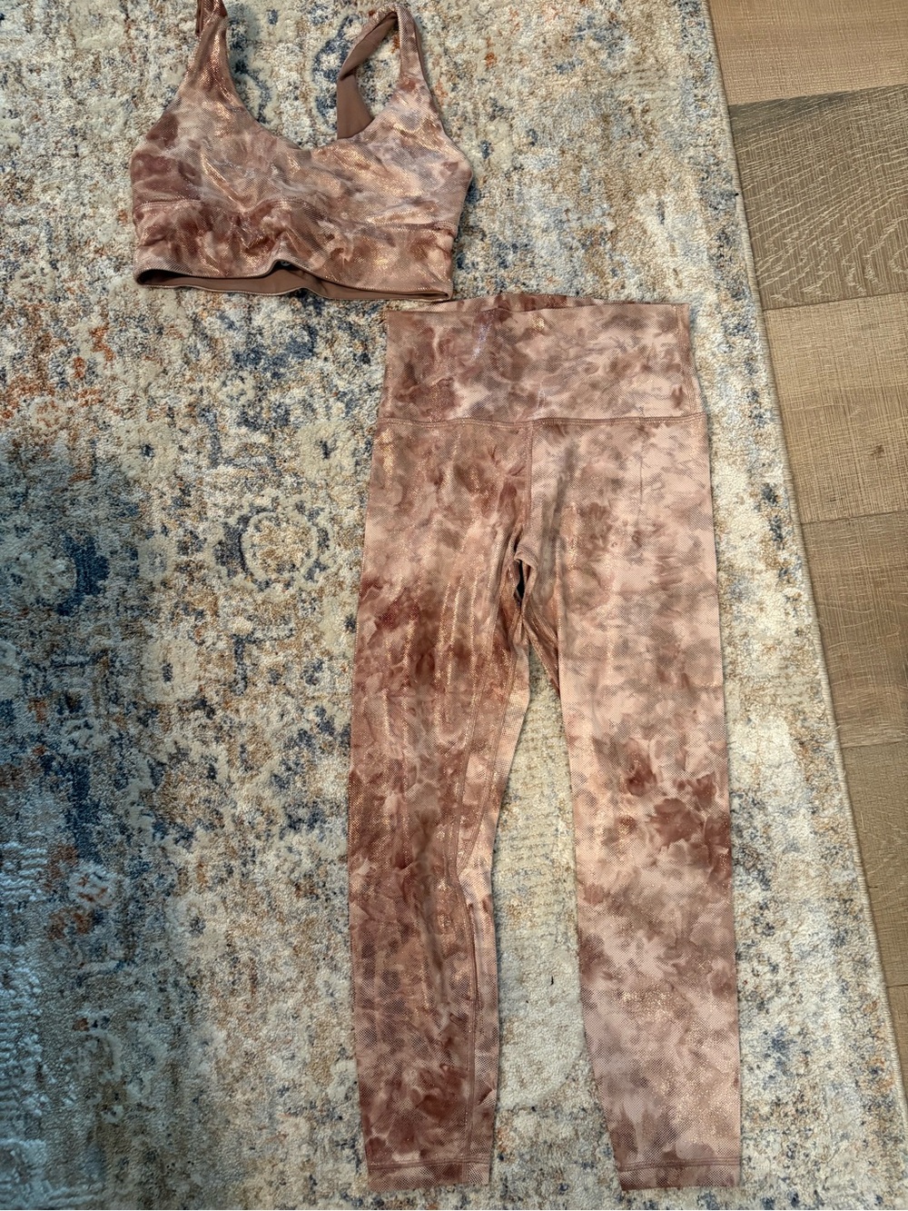 lululemon rose gold shimmer workout set